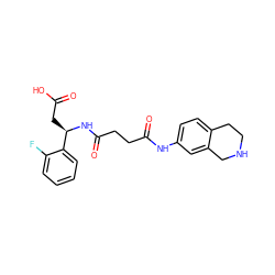O=C(O)C[C@@H](NC(=O)CCC(=O)Nc1ccc2c(c1)CNCC2)c1ccccc1F ZINC000058512009