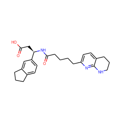 O=C(O)C[C@@H](NC(=O)CCCCc1ccc2c(n1)NCCC2)c1ccc2c(c1)CCC2 ZINC000299841420