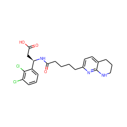 O=C(O)C[C@@H](NC(=O)CCCCc1ccc2c(n1)NCCC2)c1cccc(Cl)c1Cl ZINC000299824970