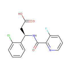 O=C(O)C[C@@H](NC(=O)c1ncccc1F)c1ccccc1Cl ZINC000261149385