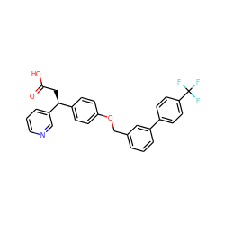 O=C(O)C[C@@H](c1ccc(OCc2cccc(-c3ccc(C(F)(F)F)cc3)c2)cc1)c1cccnc1 ZINC000142310328