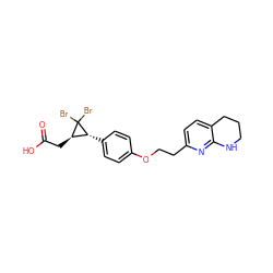 O=C(O)C[C@@H]1[C@@H](c2ccc(OCCc3ccc4c(n3)NCCC4)cc2)C1(Br)Br ZINC000028648262