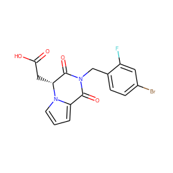 O=C(O)C[C@@H]1C(=O)N(Cc2ccc(Br)cc2F)C(=O)c2cccn21 ZINC000013781425