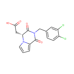 O=C(O)C[C@@H]1C(=O)N(Cc2ccc(Cl)c(Cl)c2)C(=O)c2cccn21 ZINC000013781423