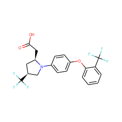 O=C(O)C[C@@H]1C[C@H](C(F)(F)F)CN1c1ccc(Oc2ccccc2C(F)(F)F)cc1 ZINC000116641982