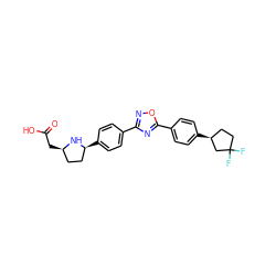 O=C(O)C[C@@H]1CC[C@H](c2ccc(-c3noc(-c4ccc([C@H]5CCC(F)(F)C5)cc4)n3)cc2)N1 ZINC000036178466