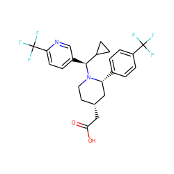 O=C(O)C[C@@H]1CCN([C@@H](c2ccc(C(F)(F)F)nc2)C2CC2)[C@H](c2ccc(C(F)(F)F)cc2)C1 ZINC000045364071