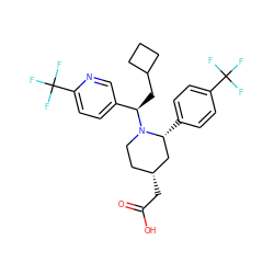 O=C(O)C[C@@H]1CCN([C@H](CC2CCC2)c2ccc(C(F)(F)F)nc2)[C@H](c2ccc(C(F)(F)F)cc2)C1 ZINC000045365617