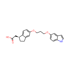 O=C(O)C[C@@H]1CCc2cc(OCCCOc3ccc4[nH]ccc4c3)ccc21 ZINC000014977250