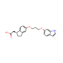 O=C(O)C[C@@H]1CCc2cc(OCCCOc3ccc4cc[nH]c4c3)ccc21 ZINC000014977271