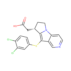 O=C(O)C[C@@H]1CCn2c1c(Sc1ccc(Cl)c(Cl)c1)c1cnccc12 ZINC000040402190