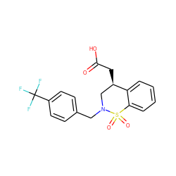 O=C(O)C[C@@H]1CN(Cc2ccc(C(F)(F)F)cc2)S(=O)(=O)c2ccccc21 ZINC000073200141