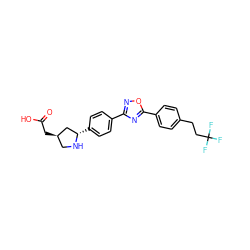 O=C(O)C[C@@H]1CN[C@@H](c2ccc(-c3noc(-c4ccc(CCC(F)(F)F)cc4)n3)cc2)C1 ZINC000036178533