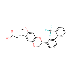 O=C(O)C[C@@H]1COc2cc3c(cc21)OC[C@@H](c1cccc(-c2ccccc2C(F)(F)F)c1)O3 ZINC000096269852