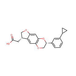 O=C(O)C[C@@H]1COc2cc3c(cc21)OC[C@@H](c1cccc(C2CC2)c1)O3 ZINC000096269841