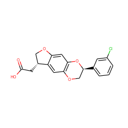 O=C(O)C[C@@H]1COc2cc3c(cc21)OC[C@H](c1cccc(Cl)c1)O3 ZINC000096269847