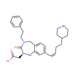 O=C(O)C[C@@H]1Nc2cc(/C=C\CCC3CCNCC3)ccc2CN(CCc2ccccc2)C1=O ZINC000013782905