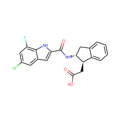 O=C(O)C[C@@H]1c2ccccc2C[C@H]1NC(=O)c1cc2cc(Cl)cc(F)c2[nH]1 ZINC000038225022