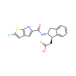 O=C(O)C[C@@H]1c2ccccc2C[C@H]1NC(=O)c1cc2cc(Cl)sc2[nH]1 ZINC000049034707