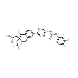 O=C(O)C[C@]1(CC(F)(F)F)CCc2cc(-c3cnc(NC(=O)Nc4ccc(F)c(F)c4)cn3)ccc2C1=O ZINC000205520762