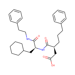 O=C(O)C[C@H](CCCc1ccccc1)C(=O)N[C@@H](CC1CCCCC1)C(=O)NCCc1ccccc1 ZINC000013558493