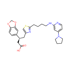 O=C(O)C[C@H](Cc1csc(CCCCNc2cc(N3CCCC3)ccn2)n1)c1ccc2c(c1)OCO2 ZINC000028568807