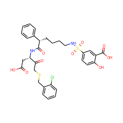 O=C(O)C[C@H](NC(=O)[C@@H](CCCCNS(=O)(=O)c1ccc(O)c(C(=O)O)c1)c1ccccc1)C(=O)CSCc1ccccc1Cl ZINC000027192316