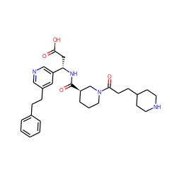 O=C(O)C[C@H](NC(=O)[C@@H]1CCCN(C(=O)CCC2CCNCC2)C1)c1cncc(CCc2ccccc2)c1 ZINC000013803240