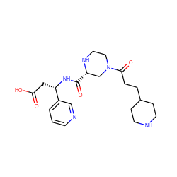 O=C(O)C[C@H](NC(=O)[C@H]1CN(C(=O)CCC2CCNCC2)CCN1)c1cccnc1 ZINC000013803253