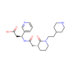 O=C(O)C[C@H](NC(=O)C[C@H]1CCCN(CCC2CCNCC2)C1=O)c1cccnc1 ZINC000029567805