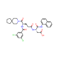 O=C(O)C[C@H](NC(=O)CC[C@@H](NC(=O)c1cc(Cl)cc(Cl)c1)C(=O)N1CCC2(CCCC2)CC1)C(=O)Nc1cccc2ccccc12 ZINC000029214058