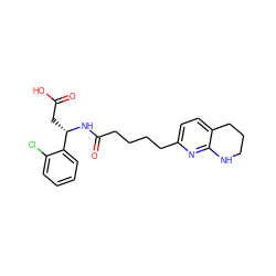 O=C(O)C[C@H](NC(=O)CCCCc1ccc2c(n1)NCCC2)c1ccccc1Cl ZINC000299828887