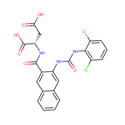 O=C(O)C[C@H](NC(=O)c1cc2ccccc2cc1NC(=O)Nc1c(Cl)cccc1Cl)C(=O)O ZINC000040892108