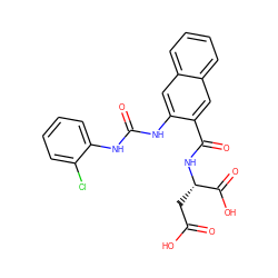 O=C(O)C[C@H](NC(=O)c1cc2ccccc2cc1NC(=O)Nc1ccccc1Cl)C(=O)O ZINC000040892320