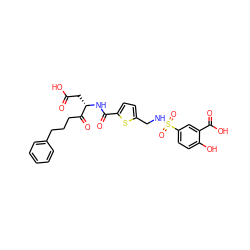 O=C(O)C[C@H](NC(=O)c1ccc(CNS(=O)(=O)c2ccc(O)c(C(=O)O)c2)s1)C(=O)CCCc1ccccc1 ZINC000014942818