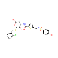 O=C(O)C[C@H](NC(=O)c1ccc(CNS(=O)(=O)c2ccc(O)cc2)s1)C(=O)CSCc1ccccc1Cl ZINC000014942811