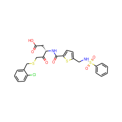 O=C(O)C[C@H](NC(=O)c1ccc(CNS(=O)(=O)c2ccccc2)s1)C(=O)CSCc1ccccc1Cl ZINC000014942810