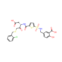 O=C(O)C[C@H](NC(=O)c1ccc(S(=O)(=O)NCc2ccc(O)c(C(=O)O)c2)s1)C(=O)CSCc1ccccc1Cl ZINC000027553268