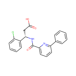 O=C(O)C[C@H](NC(=O)c1cccc(-c2ccccc2)n1)c1ccccc1Cl ZINC000223468494