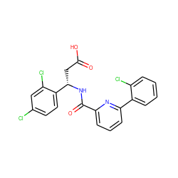 O=C(O)C[C@H](NC(=O)c1cccc(-c2ccccc2Cl)n1)c1ccc(Cl)cc1Cl ZINC000203336869