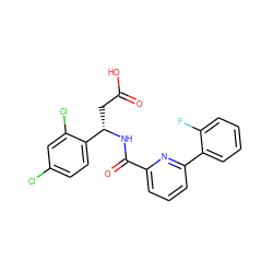 O=C(O)C[C@H](NC(=O)c1cccc(-c2ccccc2F)n1)c1ccc(Cl)cc1Cl ZINC000261175321