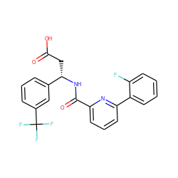 O=C(O)C[C@H](NC(=O)c1cccc(-c2ccccc2F)n1)c1cccc(C(F)(F)F)c1 ZINC000203336835