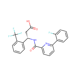 O=C(O)C[C@H](NC(=O)c1cccc(-c2ccccc2F)n1)c1ccccc1C(F)(F)F ZINC000261115181