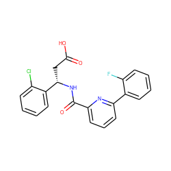 O=C(O)C[C@H](NC(=O)c1cccc(-c2ccccc2F)n1)c1ccccc1Cl ZINC000261185475