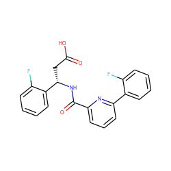 O=C(O)C[C@H](NC(=O)c1cccc(-c2ccccc2F)n1)c1ccccc1F ZINC000203335838