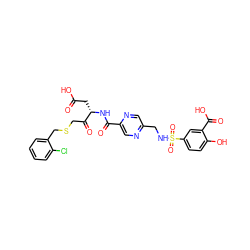 O=C(O)C[C@H](NC(=O)c1cnc(CNS(=O)(=O)c2ccc(O)c(C(=O)O)c2)cn1)C(=O)CSCc1ccccc1Cl ZINC000027555574