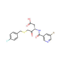 O=C(O)C[C@H](NC(=O)c1cncc(Br)c1)C(=O)CSCc1ccc(F)cc1 ZINC000013533721