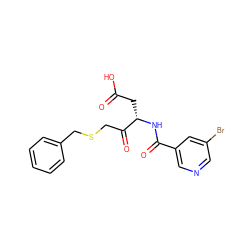 O=C(O)C[C@H](NC(=O)c1cncc(Br)c1)C(=O)CSCc1ccccc1 ZINC000013533718