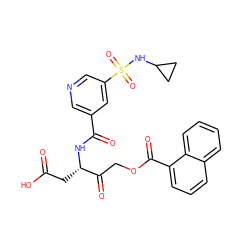 O=C(O)C[C@H](NC(=O)c1cncc(S(=O)(=O)NC2CC2)c1)C(=O)COC(=O)c1cccc2ccccc12 ZINC000014947305