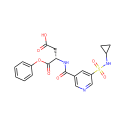 O=C(O)C[C@H](NC(=O)c1cncc(S(=O)(=O)NC2CC2)c1)C(=O)Oc1ccccc1 ZINC000013533765